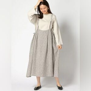 Samansa Mos2 Green Floral Oversized Dress Size F O/S Japan Lagenlook suspenders